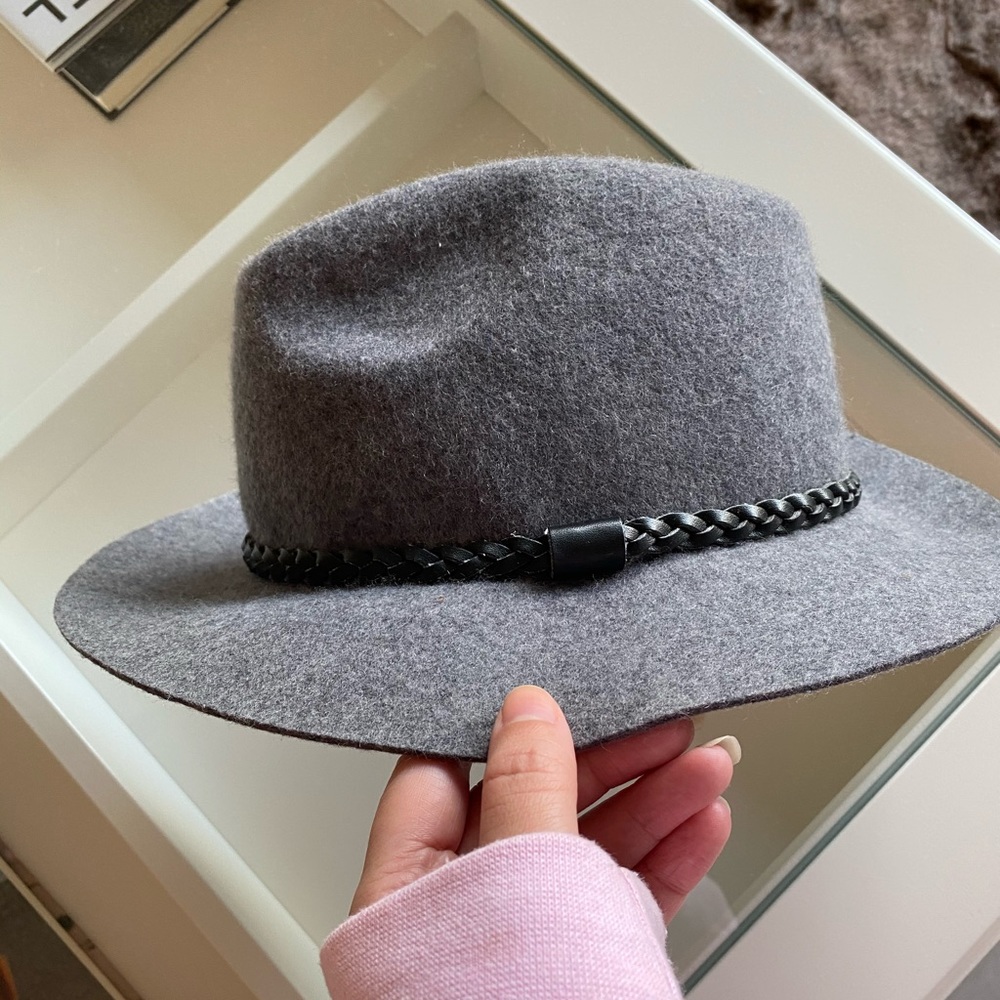 Gray fedora hat